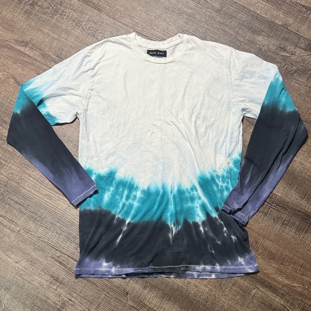 Baja East Blue and Black Tie-Dye Men's Shirt